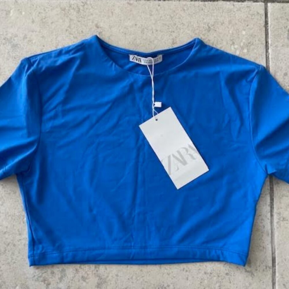 ZARA Women's Cropped Top Medium Cobalt blue Sold Out NEW NWT